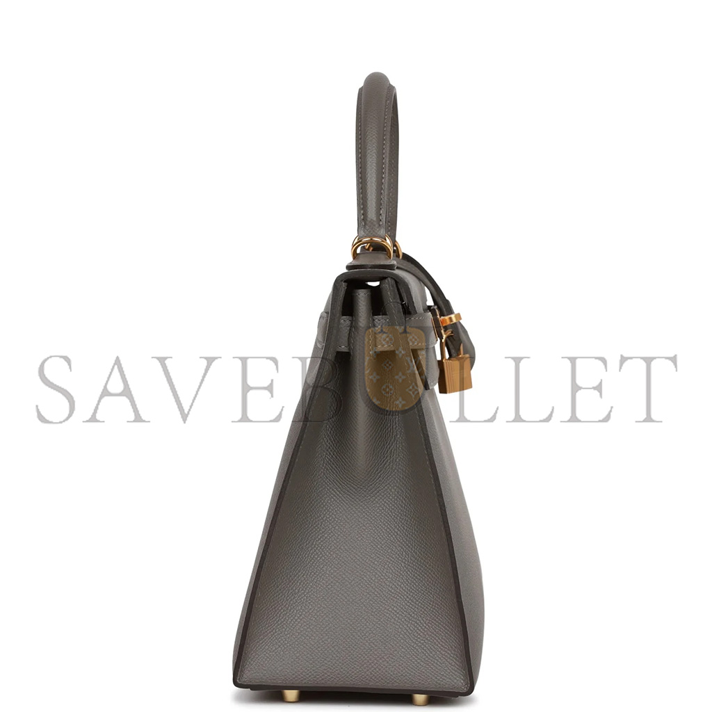 H**mes kelly sellier 28 gris meyer epsom gold hardware (28*22*10cm)